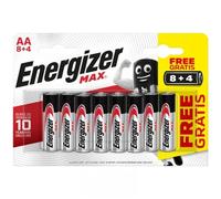 Energizer Alkaline Max - Pack De 8+4 Pilas Alcalinas Max Aa, color Blanco, 300 g
