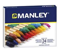 Manley Ceras 24 Unidades | Ceras de Colores Profesionales | Estuche de Ceras Blandas de Trazo Suave | Pueden Mezclarse los Colores | Colores Surtidos