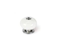 BLISTER CON 4 POMOS REDONDOS PARA MUEBLE FABRICADO EN PORCELANA ACABADO BLANCO MOD.E517 Ø40mm REI