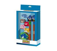 Karactermania Sonic The Hedgehog Greenhill Sonic-Pack de Bolígrafo de Gel Borrable + Lápiz Eternal + 5 Gomas + Sacapuntas, Azul, 14 x 23 cm