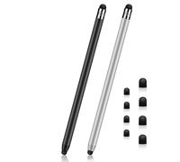Blisvivi Lápices capacitivos para pantallas táctiles, 2 unidades de lápiz capacitivo universal 2 en 1 para tabletas/iPad/iPhone/Mini/Pro/Switch/Samsung/teléfonos inteligentes (negro + plateado)