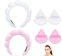Blithetree Diademas de esponja para el cuidado de la piel, diadema de esponja de spa para lavar la cara, diadema de maquillaje suave preparado para spa, lavado de cara (blanco)