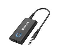BlitzMax Transmisor Receptor Bluetooth, Adaptador Bluetooth 2 en 1 para 2 Auriculares Inalámbricos con Jack de 3,5 mm, Doble Enlace AptX Adaptable para Avión, Equipo Estéreo, Gimnasio, PC, TV, Coche
