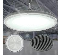 Blivrig 200W 30000LM LED Lampara Industrial, UFO LED Blanco Frío 6000K Interior, Alto Campana Luz Interior con Cadena Metálica, 288 Focos LED Impermeable IP65, para Naves, Muelle, Fábricas, Almacén
