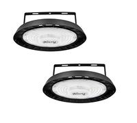 Blivrig 2PCS LED Lampara Industrial Techo 100W UFO Blanco Frío 6500K Con Soporte, 10000LM Alto Campana Luz Interior, 144 Focos LED Impermeable IP65, para Naves, Muelle, Fábricas, Almacén, Aeropuerto