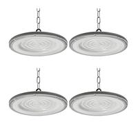 Blivrig 4PCS 100W 10000LM LED Lampara Industrial, UFO LED Blanco Frío 6000K, Alto Campana Luz Interior con Cadena Metálica, 144 Focos LED Impermeable IP65 para Naves, Muelle, Fábricas, Almacén