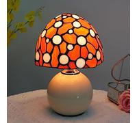 Blivuself Estilo lámpara de setas naranjas de vidrio de colores dormitorio Oficina junto a la cama LED pequeña lámpara nocturna única niña retro lámpara de cerámica para el hogar