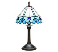 Blivuself Lámpara Tiffany azul mariposa estilo vidrieras de lectura 8x8x14 pulgadas para dormitorio y oficina