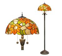 Blivuself Tiffany Lámpara de pie Girasol Amarillo Vidriera Piso Luz Vintage Único Bronce Lectura Esquina Lámpara para Decoración del Hogar Sala de Estar Dormitorio