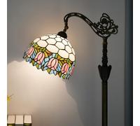 Blivuself Tiffany Lámpara de pie rosa tulipán vidrieras de cuello de cisne de luz de piso 63 pulgadas artesanal lámpara de pie de estilo Tiffany con ángulo ajustable pantalla de la lámpara