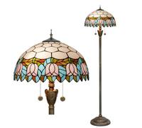 Blivuself Tiffany Lámpara de pie Tulipán Rosa Estilo Vidrieras Rústico Vintage Lámpara de pie Único Bronce Lectura Lámpara de esquina para la decoración del hogar Sala de estar Dormitorio