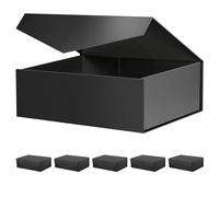 BLK&WH 6 cajas de regalo de 11.5 x 8.1 x 3.8 pulgadas, cajas de regalo negras con tapas, cajas de regalo grandes, cajas de regalo magnéticas, cajas de padrino de boda (negro mate)