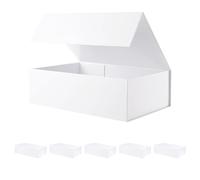 BLK&WH 6 cajas de regalo de 13.5 x 9 x 4.1 pulgadas, cajas de regalo blancas, cajas de regalo grandes con tapas, cajas de propuesta de dama de honor, cajas de regalo plegables para embalaje de regalo