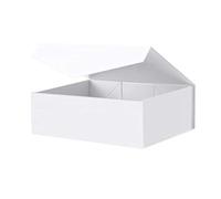 BLK&WH Caja de regalo de 35,5 x 22,8 x 10,9 cm, caja de regalo grande con tapa, caja de regalo blanca, caja de regalo plegable con tapa magnética (blanco mate)