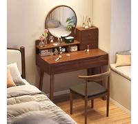 Bllhl Espejo De Maquillaje De con Escritorio Tocador, Cajones para Niñas Pequeñas El Área Almacenamiento Plana Y Espaciosa Permite Un Fácil Acceso A Los Artículos (Nuez,2 cajones)