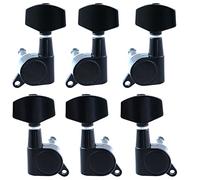 BLLNDX - Juego de 6 clavijas de afinación de cuerda de guitarra con bloqueo negro para guitarra eléctrica o guita acústica, 3 piezas izquierda y 3 piezas derecha selladas