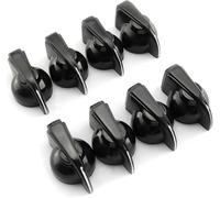BLLNDX Pomo de cabeza de pollo, 8 unidades, color negro, para amplificador, potenciómetro de guitarra vintage con tornillo de ajuste