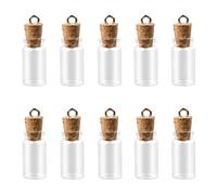 BLMHTWO 10 botellas pequeñas de vidrio con tapones de madera