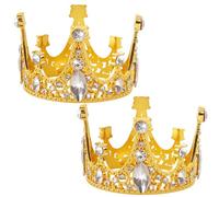 BLMHTWO 2 piezas de decoración para tartas de corona, dorada, plata, corona pequeña, reina, mini corona de princesa, decoración de pastel para mujeres, damas, niñas, novia, boda, decoración temática