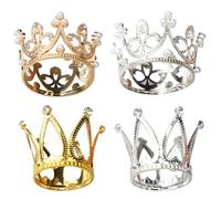 BLMHTWO 4 piezas de decoración de pastel de corona dorada y plateada, corona pequeña, mini corona de princesa, mini tiara decoración de pastel para mujeres, señora niña, boda nupcial