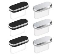 BLMHTWO 6 tapones antipolvo tipo C, cubierta de puerto de carga, para iPhone 15 Plus Pro Max, IPD Pro, la mayoría de teléfonos inteligentes y tabletas tipo C (negro, plateado)
