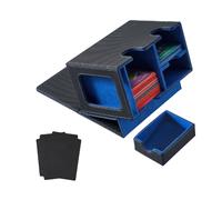 Blmirror Caja Baraja Cartas Expositor Cartas con Bandeja para Dados Caja Baraja Caja Baraja con Capacidad para Más 160 Cartas Coleccionables Caja Almacenamiento Caja Baraja Azul