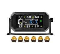 Blmirror de Monitoreo de Presión de Neumáticos TPMS para Automóvil, RV, Camión, Sensor Solar de 6 Ruedas, Reloj de Temperatura, Pantalla de Presión de Aire, Alarma B