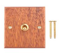 Blmirror Interruptor de Panel de Madera Maciza Tipo 86, Luz de Pared, Interruptor de Palanca de LatóN Retro, Interruptor EléCtrico de Grano de Madera, Enchufe 1 Interruptor