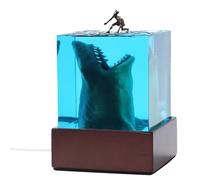 Blmirror Luz con Forma de Micropaisaje de Surfista y Bestia Marina, Decoración Artesanal de Resina para Entusiastas de Marina