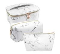 Blmirror Paquete de 3 Bolsas de Maquillaje de MáRmol, Bolsa de Aseo PortáTil, Bolsa de Organizador a Prueba de Agua, Bolsa de Pinceles de Maquillaje para Mujeres NiñAs