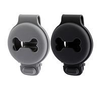 Blmirror Protectora de Silicona para Mascotas de 2 Piezas para Anti-Scratch Bone Shape Dog Collar Holder Pet Tracker Cover-Negro + Gris