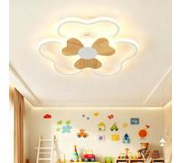 BLMYL Lampara Infantil Techo 36W Lampara Techo LED Infantil Dormitorio Forma de flor Madera 3000K-6000K Regulable con Control Remoto, Plafón LED Techo de 42CM para Cuarto de Niños Dormitorio
