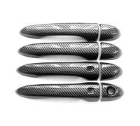BLNETU Tiradores Exteriores De Coche Glanzend Zwarte Carbon Deurhendelafdekkingen Car Bowl Cover Trim Voor Fiat 500X 500 2016 2017 2018 2019 2020 2021 2022 2023 (Carbon 2 Smart)