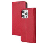 BLNGET Upgrades - Funda tipo cartera con tarjetero, piel sintética, cierre magnético, a prueba de golpes, fundas folios para teléfono 16, color rojo