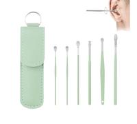 Bloame Ear Cleaner, Bloame Ear Cleaning Tool Kit, Ear Scoop, Earwax Cleaner Tool Set, 6 Pcs Stainless Steel Ears Cleansing Tool Set With Pu Leather Case (A-1)