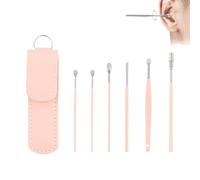 Bloame Ear Cleaner, Bloame Ear Cleaning Tool Kit, Ear Scoop, Earwax Cleaner Tool Set, 6 Pcs Stainless Steel Ears Cleansing Tool Set With Pu Leather Case (A-6)