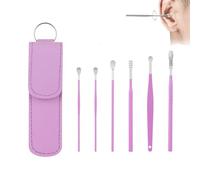 Bloame Ear Cleaner, Bloame Ear Cleaning Tool Kit, Ear Scoop, Earwax Cleaner Tool Set, 6 Pcs Stainless Steel Ears Cleansing Tool Set With Pu Leather Case (A-4)