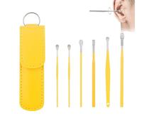 Bloame Ear Cleaner, Bloame Ear Cleaning Tool Kit, Ear Scoop, Earwax Cleaner Tool Set, 6 Pcs Stainless Steel Ears Cleansing Tool Set With Pu Leather Case (A-3)