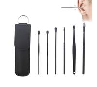 Bloame Ear Cleaner, Bloame Ear Cleaning Tool Kit, Ear Scoop, Earwax Cleaner Tool Set, 6 Pcs Stainless Steel Ears Cleansing Tool Set With Pu Leather Case (A-2)