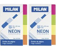 Bloc 160 puntos de página colores Fluo MILAN®, 40 puntos de cada color: amarillo, naranja, rosa y verde (Paquete de 2)