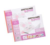 BLOC CARTULINAS BLANCAS QUIJOTE PAPER WORLD - Cartulinas tamaño A4, 20 Hojas, 160gr/m² para manualidades y scarpbooking - Pack 2 Uds