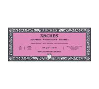 Arches Bloc de acuarela – 20 hojas, 10x25 cm, 300 g/m2, pegado 4 lados, grano satinado blanco