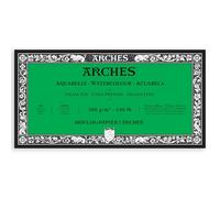 Arches Bloc de acuarela 15x30 cm – 20 hojas, 300 g/m², grano fino, blanco natural, pegado 4 lados
