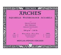Bloc de 20 hojas de acuarela (pegadas 4 lados), 46 x 61 300 g/m2, grano satinado blanco natural.