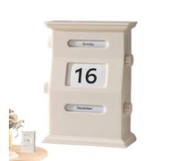 Bloc de calendario retro de madera, pantalla de fecha de escritorio, 6,1 x 4,33 x 0,79 pulgadas, portátil, vintage, perpetuo, bloques de calendario para oficina, calendario, escritorios de oficina