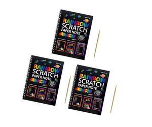 Bloc de dibujo para rascar con herramienta de madera, encuadernación de doble bobina, cuaderno de rascar para niños y adultos, creativo, garabatear, arco iris