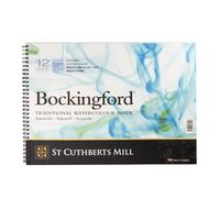 Bloc de espiral de papel de acuarela St. Cuthberts Mill Bockingford - Papel blanco de acuarela de 35,5 x 25,4 cm para artistas - 12 hojas de pape