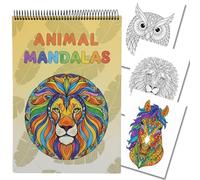 Bloc de Mandalas para Colorear de Animales - Darik Print - 30 Dibujos Únicos de Relajación Antiestrés para Adultos y Adolescentes - Tapa Blanda, Formato A4