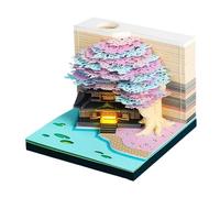 Bloc de notas 3D, calendario de escritorio artístico tallado, bloc de notas desgarrable, diseño intrincado en capas con paisaje realista, organizador de escritorio para el hogar, oficina, lugar de tra