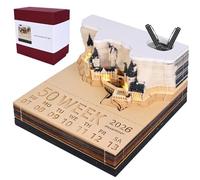 Bloc de notas 3D, calendario de mesa 2025, calendario 3D, calendario 2025, calendario 3D, calendario semanal de castillo mágico con luz y soporte para bolígrafo, escultura de papel, regalo, notas de